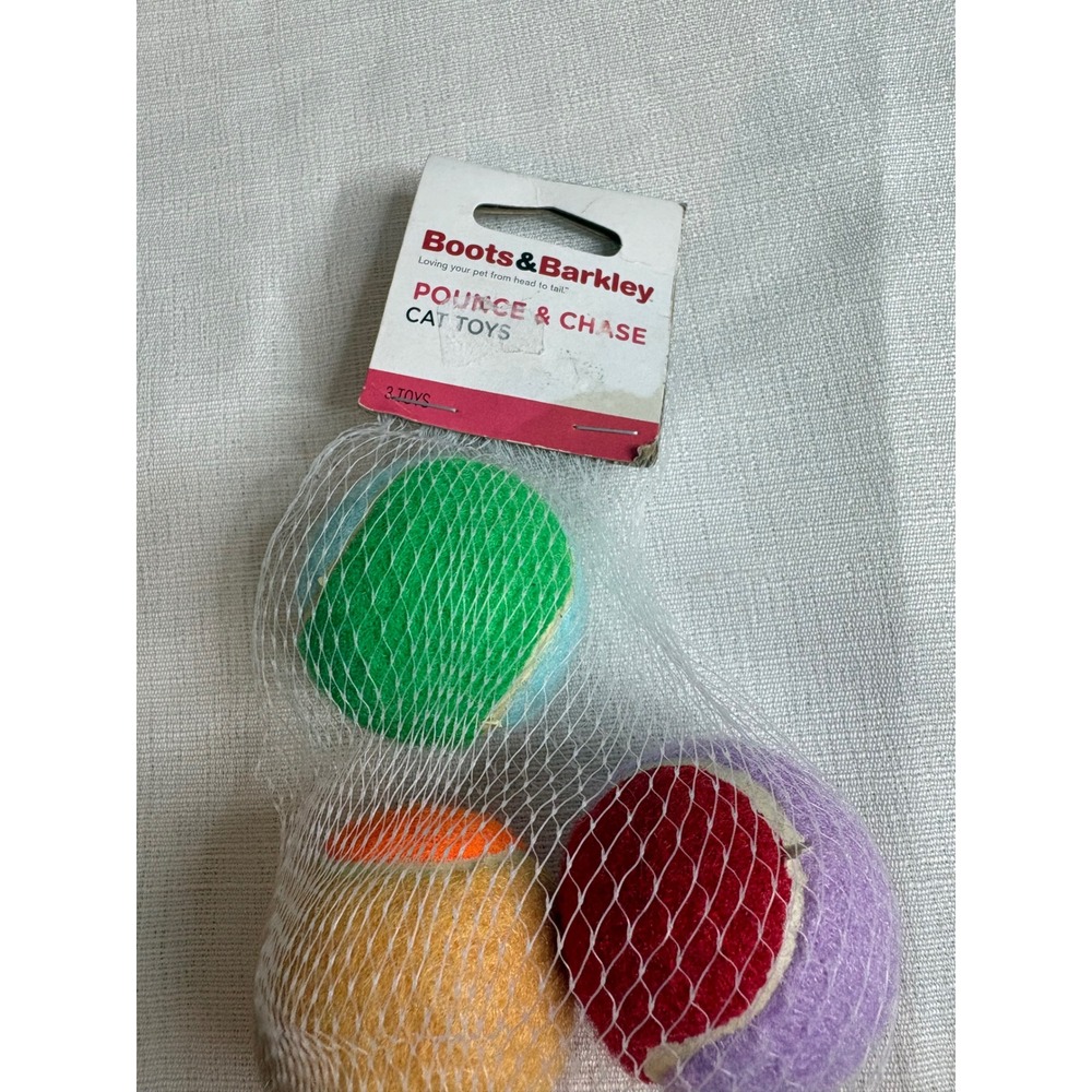 Boots & Barkley Pounce & Chase Cat Toys 3 Pack Colorful Tennis Balls for Cats